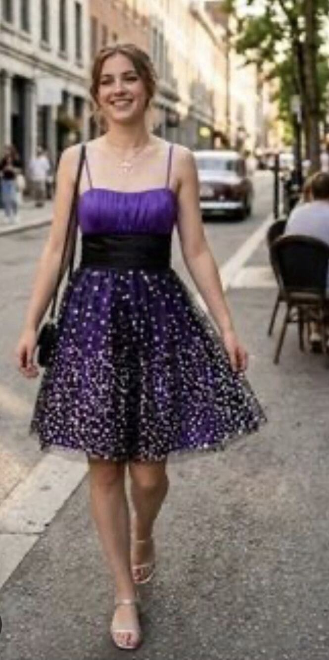 Cache Prom Formal Party Dress Strapless Purple Glitter Sz 6 y2k homecoming prom